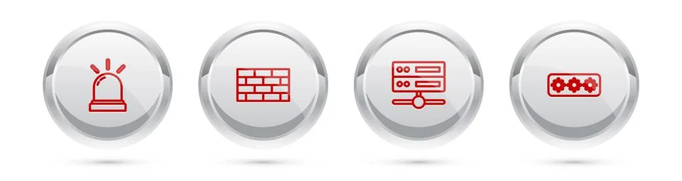 Set line Motion sensor, Firewall, security wall, Server, Data, Web Hosting and Stock Illustration