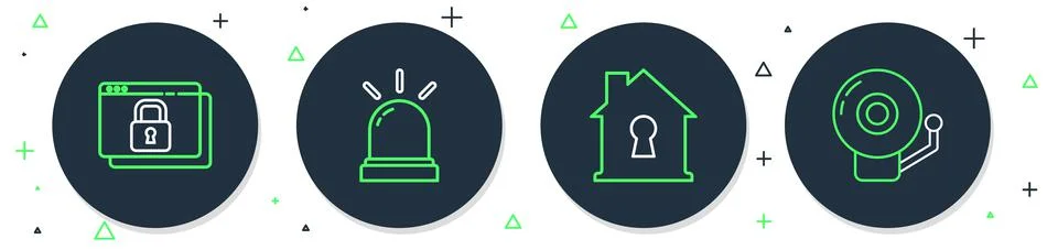 Set line Motion sensor, House under protection, Secure your site with HTTPS, SSL イラスト素材