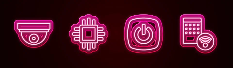 Set line Motion sensor, Processor with CPU, Smart home and Air humidifier Stockillustratie