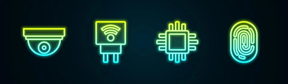 Set line Motion sensor, Smart electric plug, Processor with CPU and Fingerp.. 스톡 일러스트