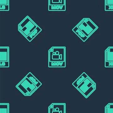 Set line MOV file document, PDF and XLS on seamless pattern. Vector 库存插图