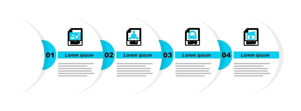 Set line MOV file document, MP3, OBJ and BMP icon. Vector 库存插图