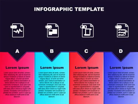 Set line MP3 file document, PDF, JS and M3U. Business infographic template Stock Illustration