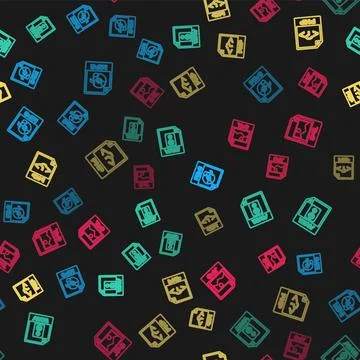 Set line MP3 file document, WAV, PHP and JPG on seamless pattern. Vector Stock Illustration