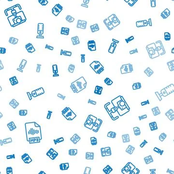Set line MP3 file document, Gimbal stabilizer with camera and Microphone on Stock Illustration