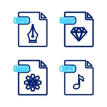 Set line MP3 file document, MAX, RUBY and EPS icon. Vector イラスト素材
