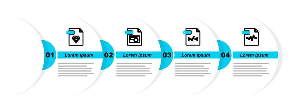 Set line MP3 file document, XSL, BMP and RUBY icon. Vector Illustrazione stock