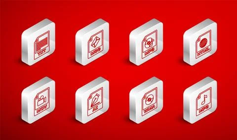Set line MP3 file document, MSG, HTML, WMA, TXT, AI and MOV icon. Vector 스톡 일러스트