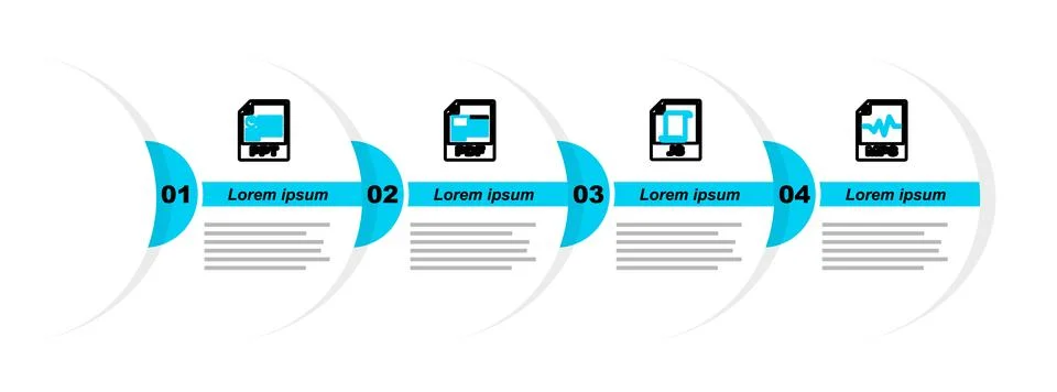 Set line MP3 file document, JS, PDF and PPT icon. Vector Stock Illustration