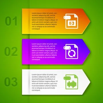 Set line MP4 file document, GIF, WAV and MAX. Business infographic template.  Stock Illustration