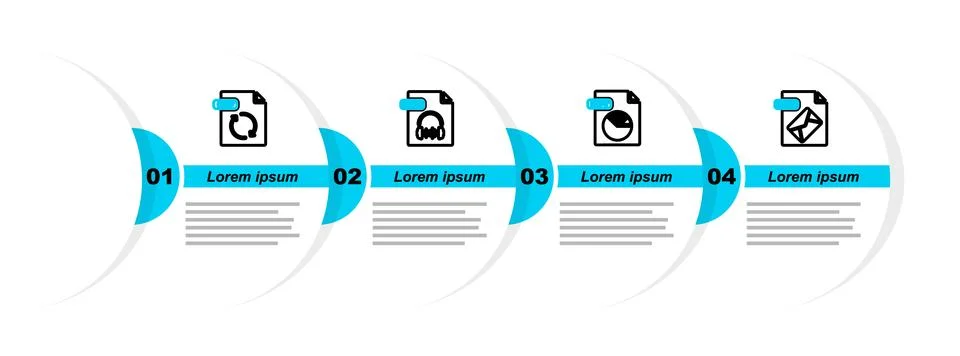 Set line MSG file document, PPT, MP3 and GIF icon. Vector イラスト素材