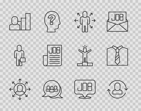 Set line Multitasking manager working, Exchange, Project team base, Productive Stock Illustration