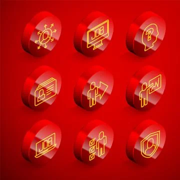 Set line Multitasking manager working, Search job, Worker, Resume, Leader of Stock Illustration