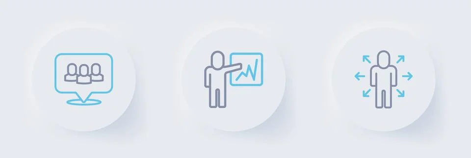 Set line Multitasking manager working, Leader of team of executives and Pro.. Stock Illustration