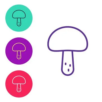 Set line Mushroom icon isolated on white background. Set icons colorful. Vector Illustrazione stock