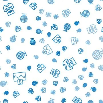 Set line Music wave equalizer, T-shirt and Disco ball on seamless pattern Stock Illustration