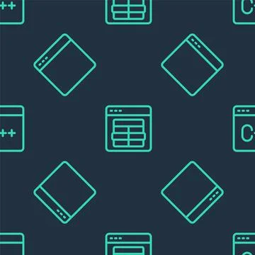 Set line MySQL code, Browser window and Software on seamless pattern. Vector Stockillustratie