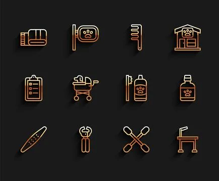 Set line Nail file pet, Pet nail clippers, Towel stack, Cotton swab for ears Illustrazione stock