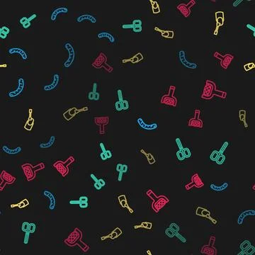 Set line Nail file, scissors, manicure and  on seamless pattern. Vector Stockillustratie