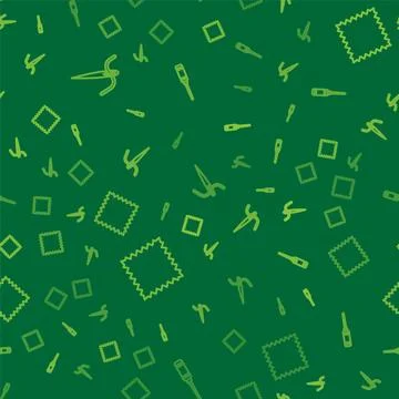 Set line Needle for sewing with thread, Leather and Awl tool on seamless pattern Illustrazione stock