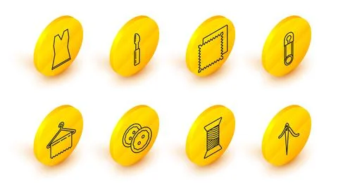Set line Needle for sewing with thread, Sewing on spool, button clothes, Ha.. Stock Illustration