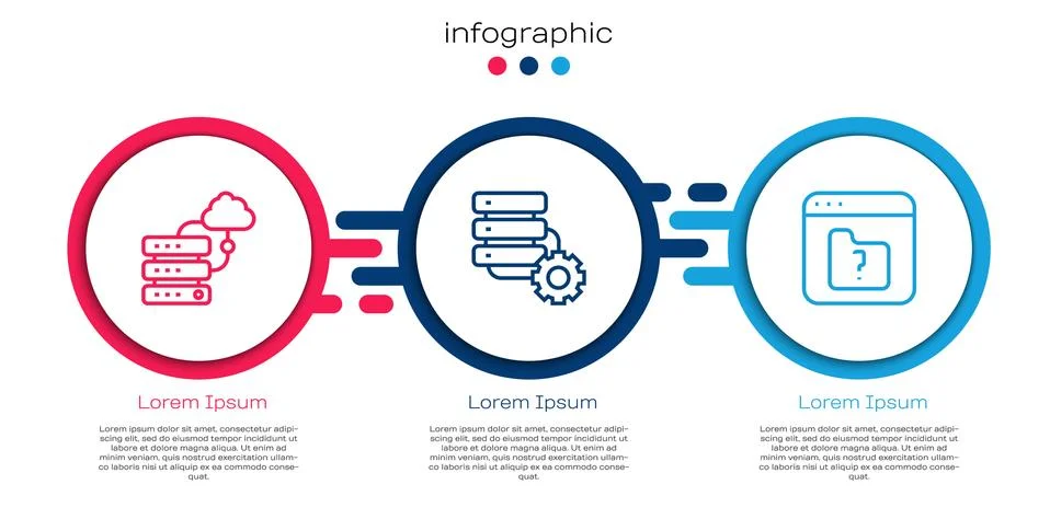 Set line Network cloud connection, Server and gear and File missing. Business Illustrazione stock