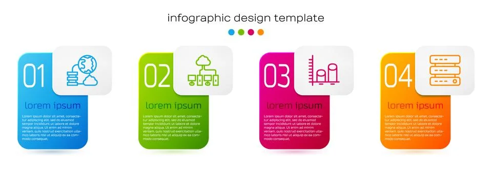 Set line Network cloud connection, Computer network, Data analysis and Server Stock Illustration