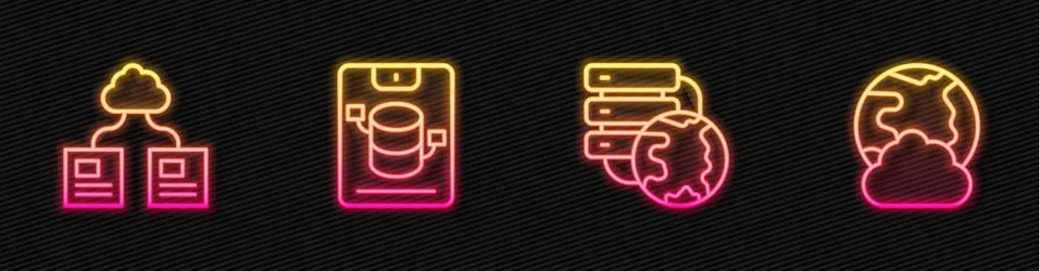 Set line Network cloud connection, Cloud technology data transfer, Server, Data Stockillustratie