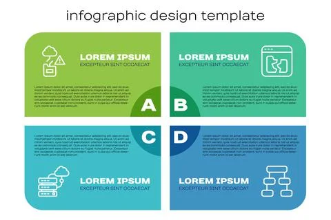 Set line Network cloud connection, Cloud technology data transfer, Hierarchy Stock Illustration