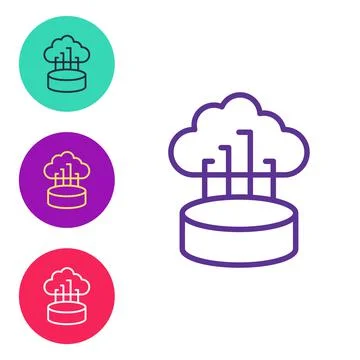 Set line Network cloud connection icon isolated on white background. Social イラスト素材