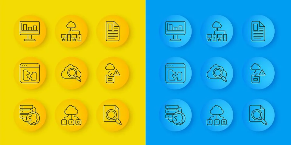 Set line Network cloud connection, Broken file, Search computing, concept with イラスト素材