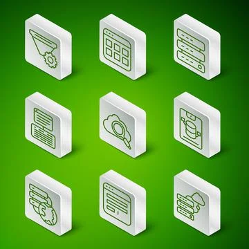 Set line Network cloud connection, Browser window, Filter setting, Search Stock Illustration