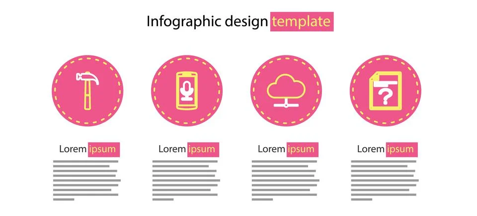 Set line Network cloud connection, Unknown document, Mobile recording and Hammer 库存插图