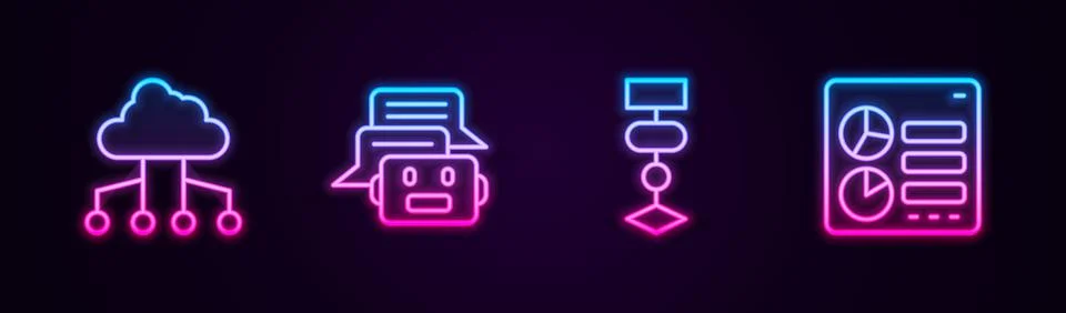 Set line Network cloud connection, Chat bot, Algorithm and Computer api 스톡 일러스트