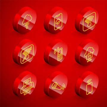 Set line Network cloud connection, Cloud technology data, Wi-Fi wireless inte Stock Illustration