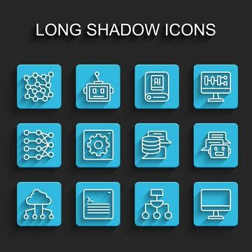 Set line Network cloud connection, Web developer programming code, Neural net 스톡 일러스트