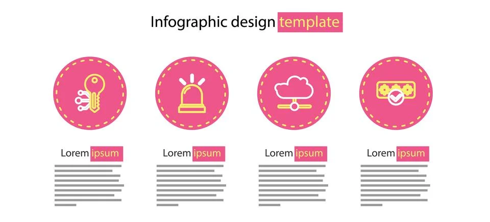 Set line Network cloud connection, Password protection, Motion sensor and Stock Illustration