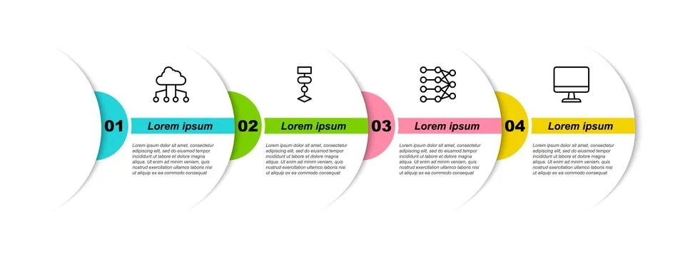 Set line Network cloud connection, Algorithm, Neural network and Computer Stock Illustration