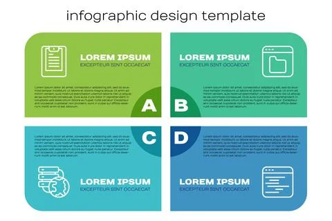 Set line Network cloud connection, Server, Data report, Software and Browser Stock Illustration