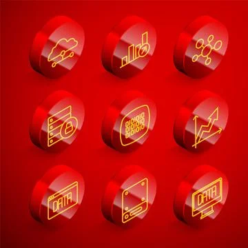 Set line Network cloud connection, Financial growth, Mind map infographic, .. 库存插图