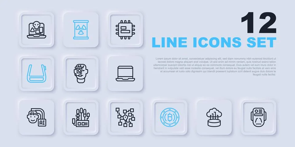 Set line Network cloud connection Artificial intelligence robot Smart glasses 스톡 일러스트