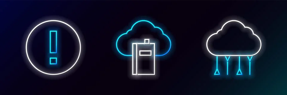 Set line Network cloud connection, Information and Cloud online library ico.. 스톡 일러스트
