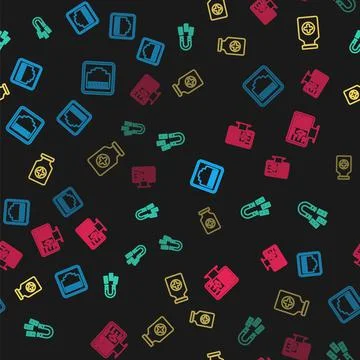 Set line Network port cable socket, Magnet with money, Medicine bottle and Cl Stock Illustration