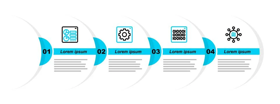 Set line Neural network, Binary code, Computer api interface and  icon. Vecto Stock Illustration