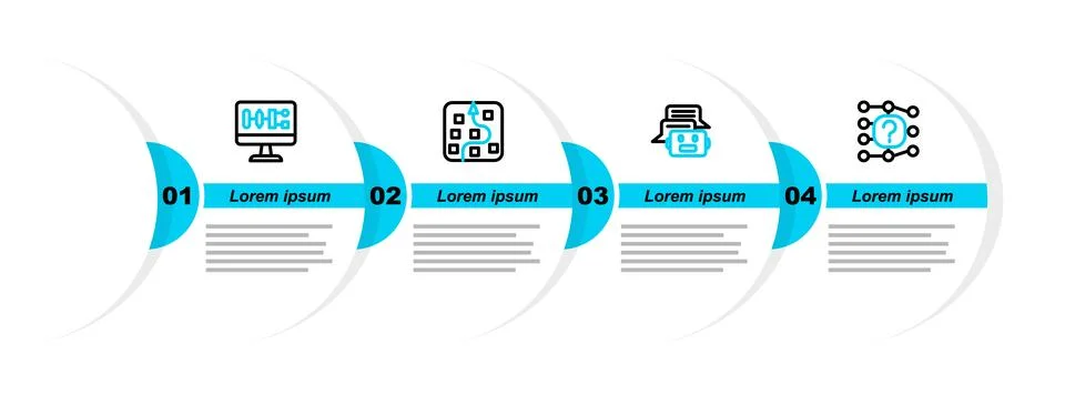 Set line Neural network, Chat bot,  and Algorithm icon. Vector Stock Illustration
