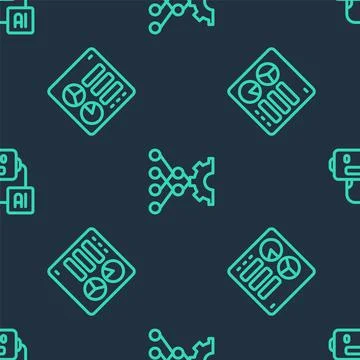 Set line Neural network, Computer api interface and Artificial intelligence Stock Illustration