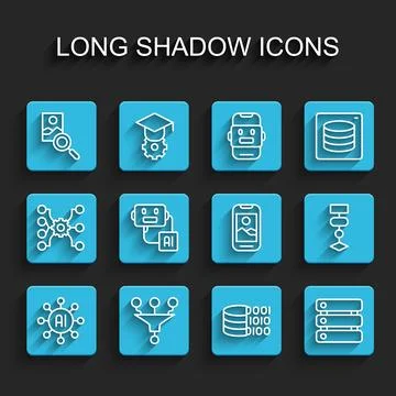 Set line Neural network, Funnel filter, Photo retouching, Binary code, Serv.. イラスト素材