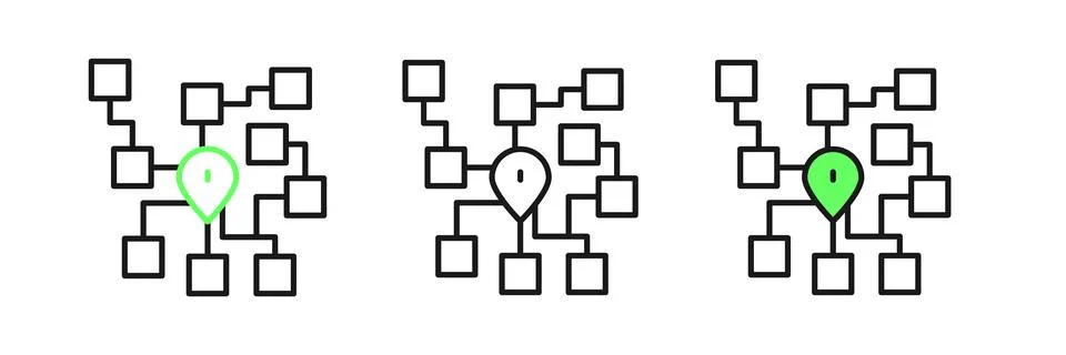 Set line Neural network icon isolated on white background. Artificial intel.. Stock Illustration