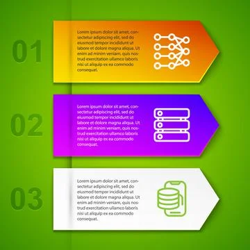 Set line Neural network, Server, Data and Cloud technology data transfer 库存插图