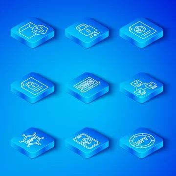 Set line NFT blockchain technology, Binary code, Mobile with art store app Stock Illustration